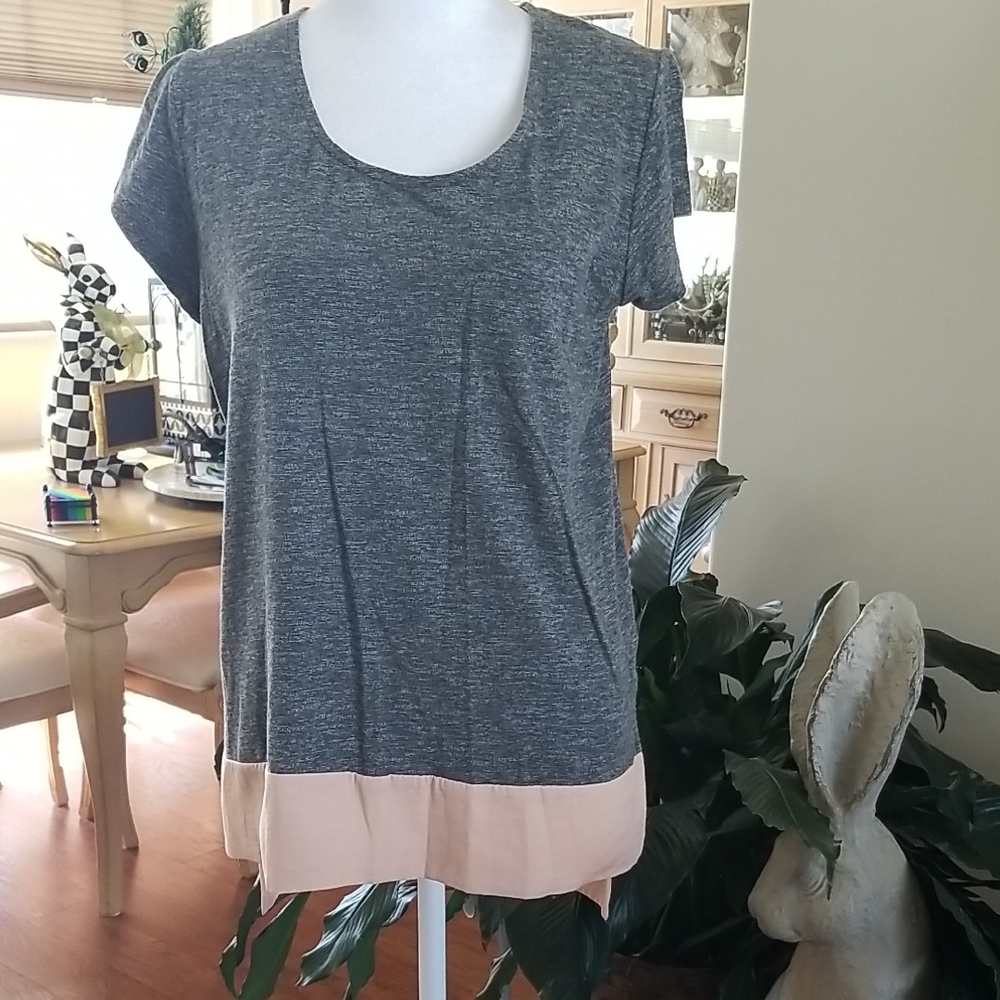 Dolan Gray and Cream Short Sleeve Tee